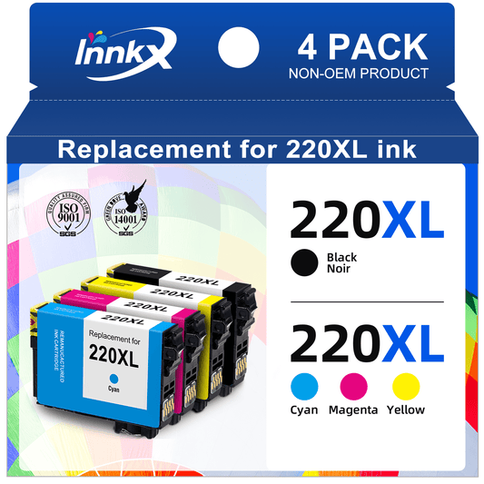 220XL Ink Cartridge Compatible for Epson 220XL 220 XL Ink Cartridges Compatible for Epson WF-2760 WF-2750 WF-2650 WF-2630 XP-420 XP-320 Printer(4-Pack,1 Black,1 Cyan,1 Magenta,1 Yellow)