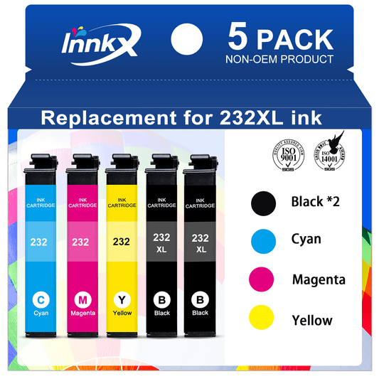 232XL 232 Ink Cartridges Replacement for Epson 232xl Ink Cartridge for Epson 232 Printer Ink (2 Black, 1 Cyan, 1 Magenta, 1 Yellow 5 Pack)