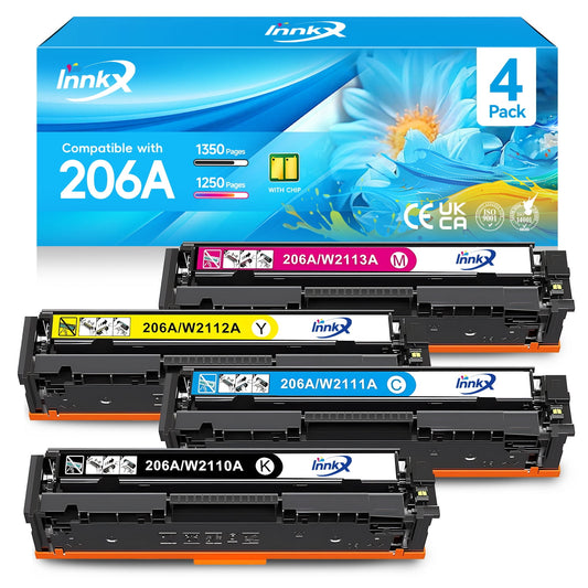 206A 206X Toner Cartridge Compatible for HP 206A 206X for Color Laserjet Pro MFP M283fdw M283cdw M283fdn M282nw Pro M255dw M255nw M283 M255 Printer W2110A W2110X