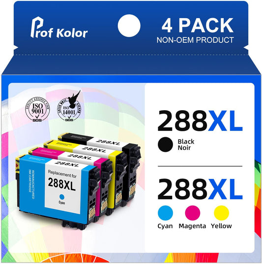 288XL Ink Cartridge for Epson 288XL 288 XL T288XL for Epson XP-330 XP-430 XP-434 XP-446 XP-440 XP-340 Printer(4-Pack,1 Black,1 Cyan,1 Magenta,1 Yellow)