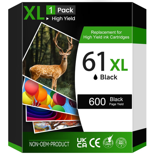 61xl 61 Ink Cartridges Black, Compatible for HP Printer Ink 61, 1 Pack, work with HP Enry 5530 4500 4630 4502