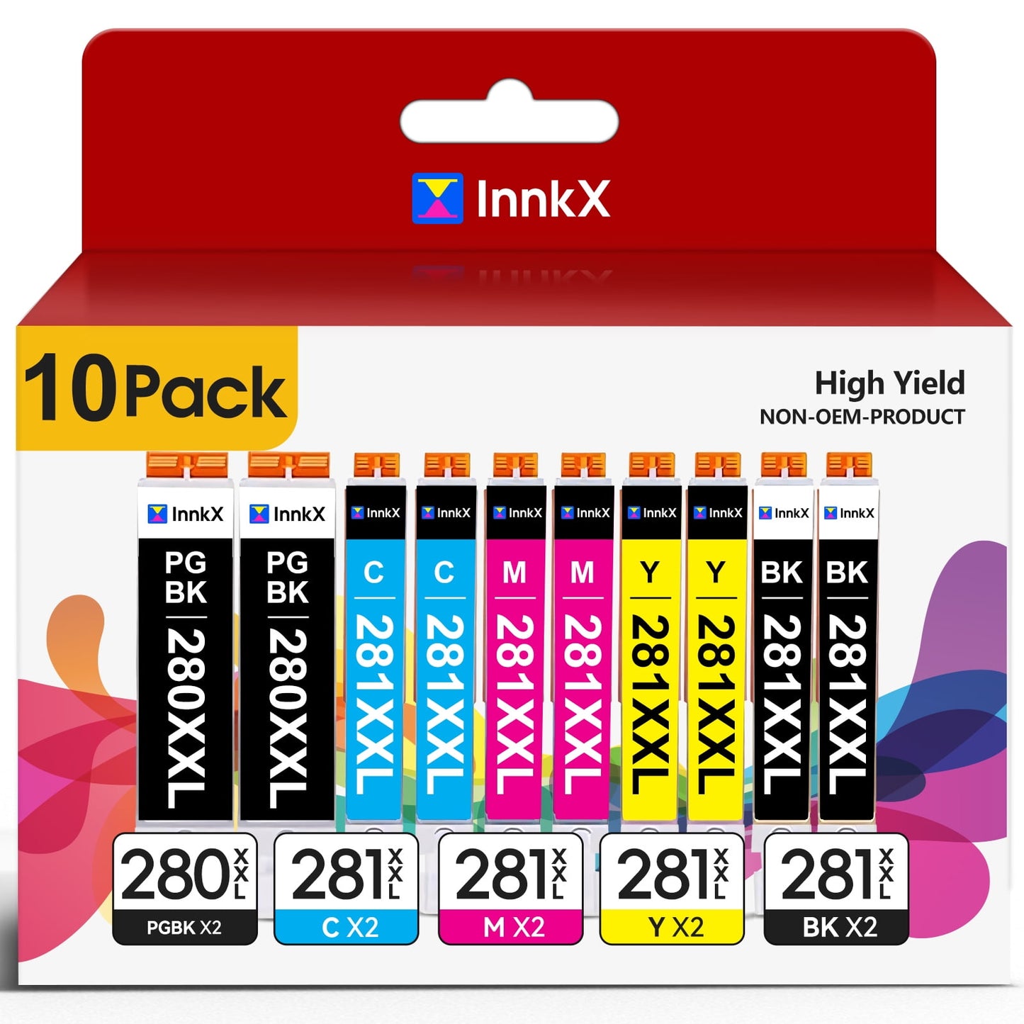 280XXL 281XXL Ink Cartridge Compatible for Canon 280 and 281 Ink PGI-280XXL CLI-281XXL for Canon TR8620 TS9520 TR8520 TS6220 TS6320 Printer (2×PGBK, 2×Black, 2×Cyan, 2×Magenta, 2×Yellow, 10 Pack)