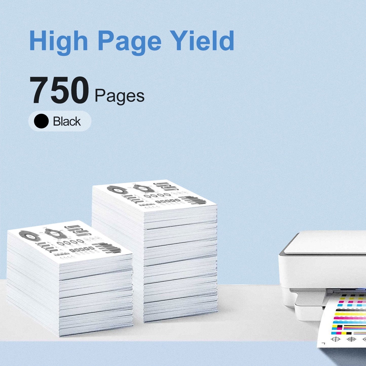 65XL 65 Ink Cartridges, Compatible for HP 65 Black Ink Cartridges,2 Pack