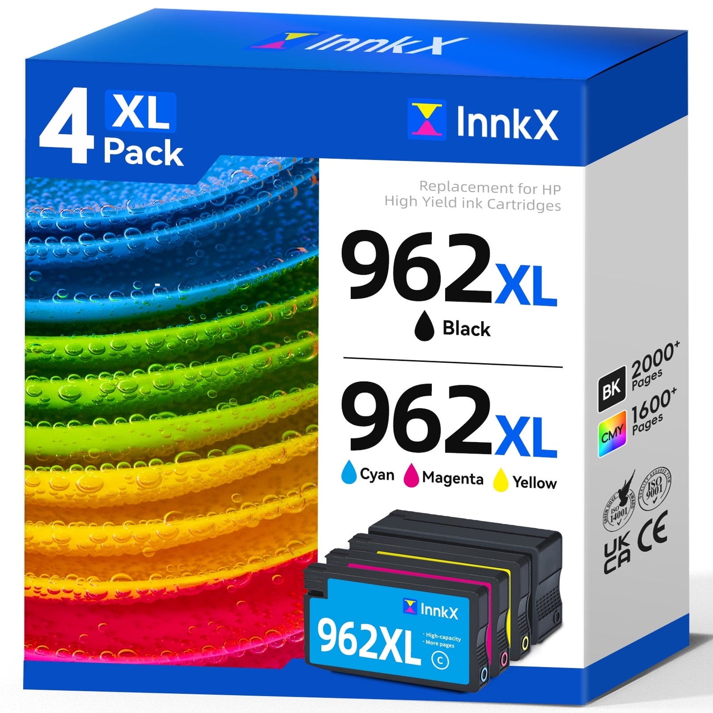 962 962XL Ink Cartridges Ink Compatible for HP Printer Ink 962 Ink Cartridges 4 Pack (Black, Cyan, Magenta, Yellow)