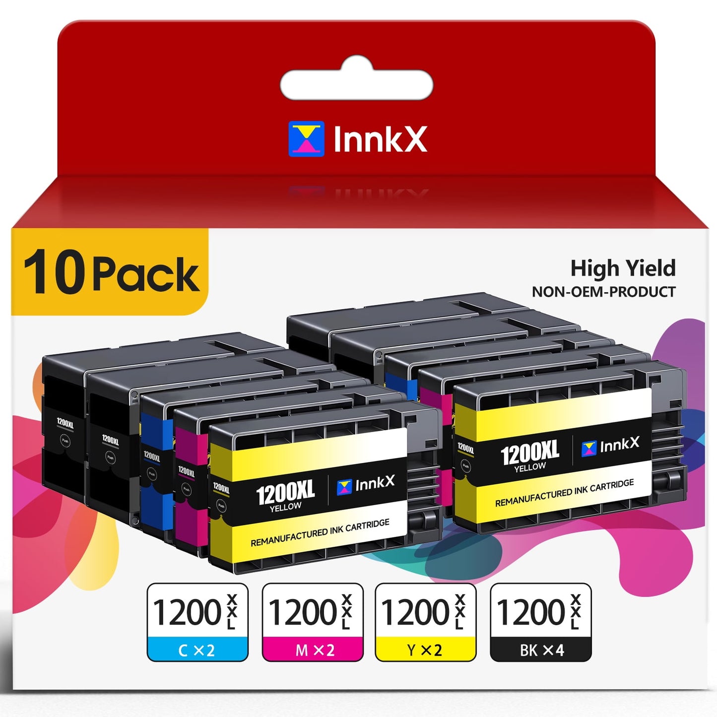 PGI 1200xl Ink Cartridges Compatible For Canon 1200xl Ink Cartridges With MAXIFY MB2020 MB2320 MB2120 MB2720 MB2350 MB2050 Use（4B×lack, 2×Cyan, 2×Magenta, 2×Yellow，10-Pack）