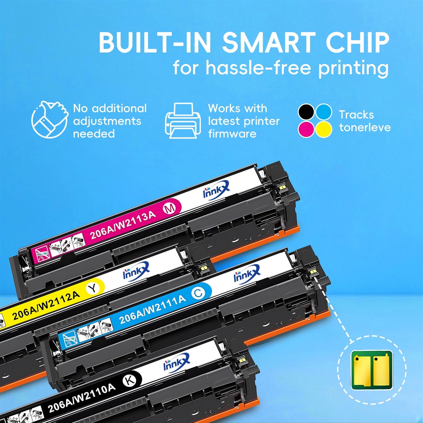206A 206X Toner Cartridge Compatible for HP 206A 206X for Color Laserjet Pro MFP M283fdw M283cdw M283fdn M282nw Pro M255dw M255nw M283 M255 Printer W2110A W2110X